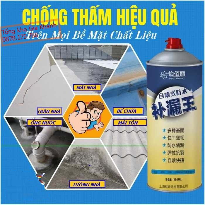 Bình Xịt Chống Thấm Nước Đa Năng Nhật Bản - Chai Xịt Chống Dột Tường Trần Nhà Rò Rỉ Ổng Nước