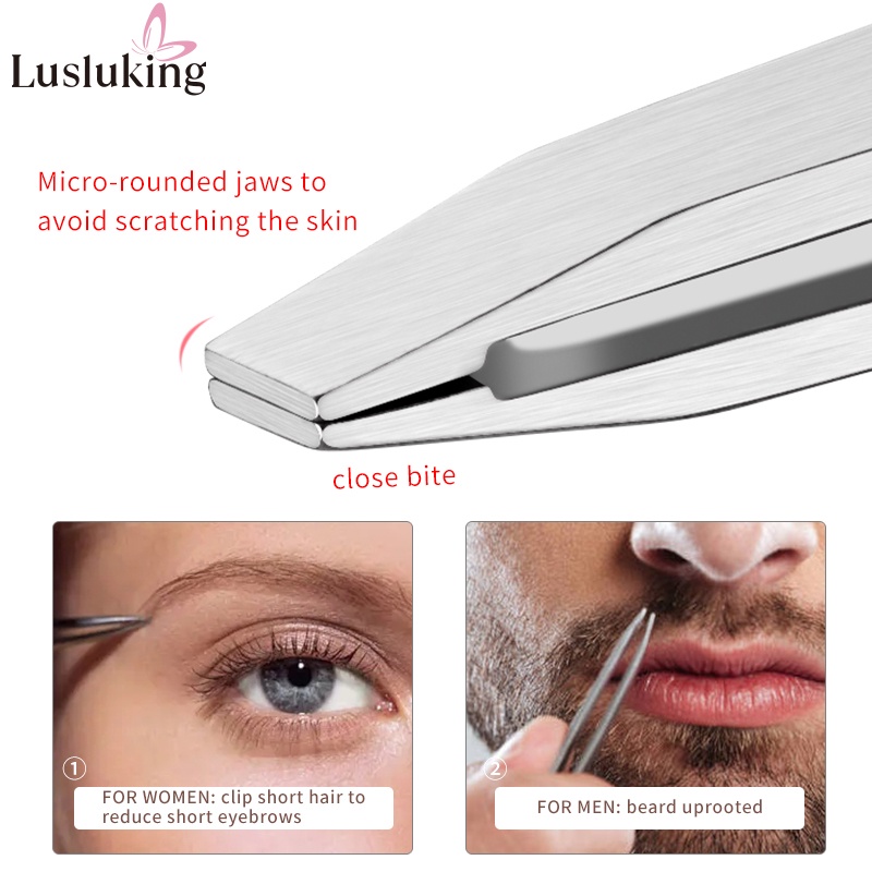 Lusluking Nhíp nhổ lông mày Lusluking bằng thép không gỉ tiện dụng