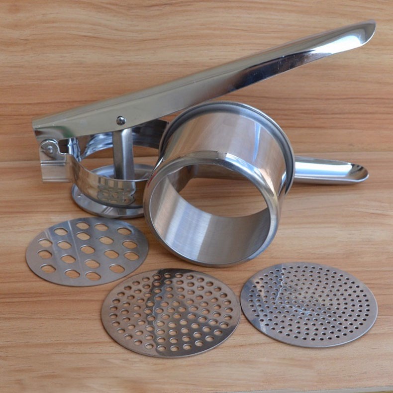 Dụng Cụ Làm Bún Tươi, Ép Hoa Quả Kèm 3 Khuôn Inox