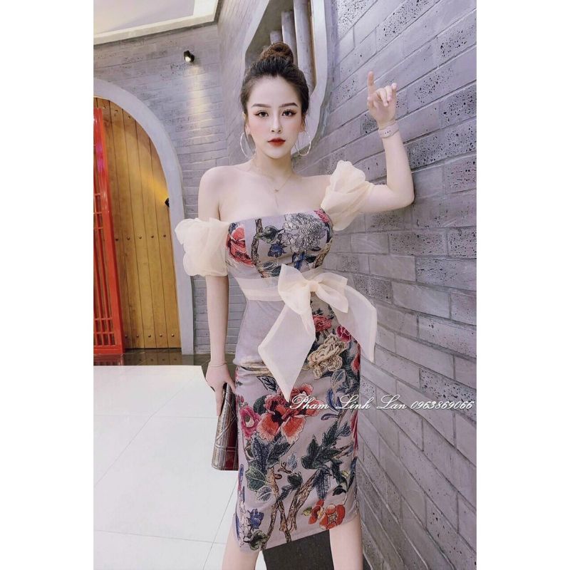 Đầm body cotton phối voan sang trọng
