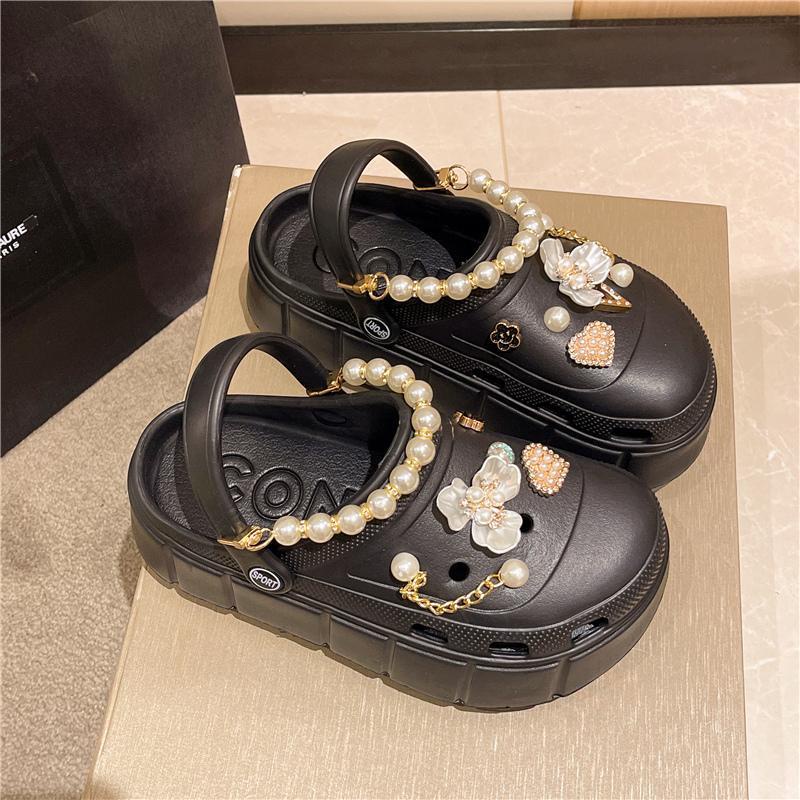 Dép Cross Đế 6cm Hàng Loại 1 Tặng Kèm Bộ Sticker Hoa Trân Châu Hottrend Sang Trọng Siêu Xinh Cực Êm Chân Tăng Chiều Cao