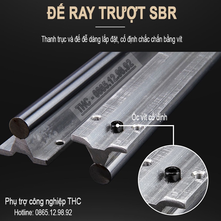 Thanh Ray Trượt Tròn Có Đế SBR12  Dẫn Hướng Chuẩn Thép Mạ Crom Chống Rỉ