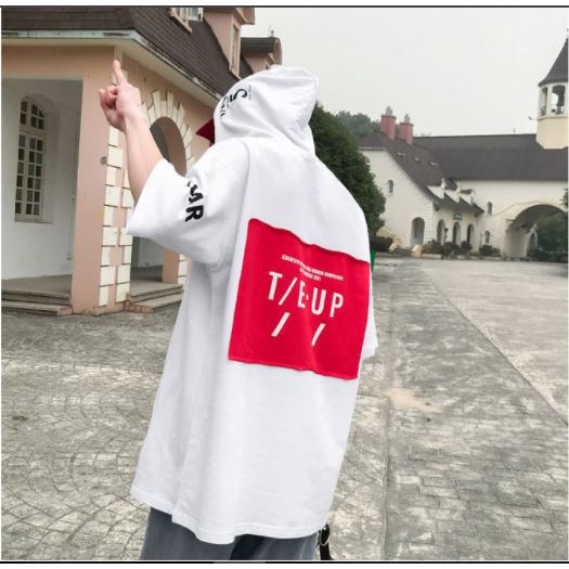 Áo Hoodie Thun Nam TAY LỠ Có Mũ Kiểu Dáng Thời Trang T/E - Japan - MÀU TRẮNG