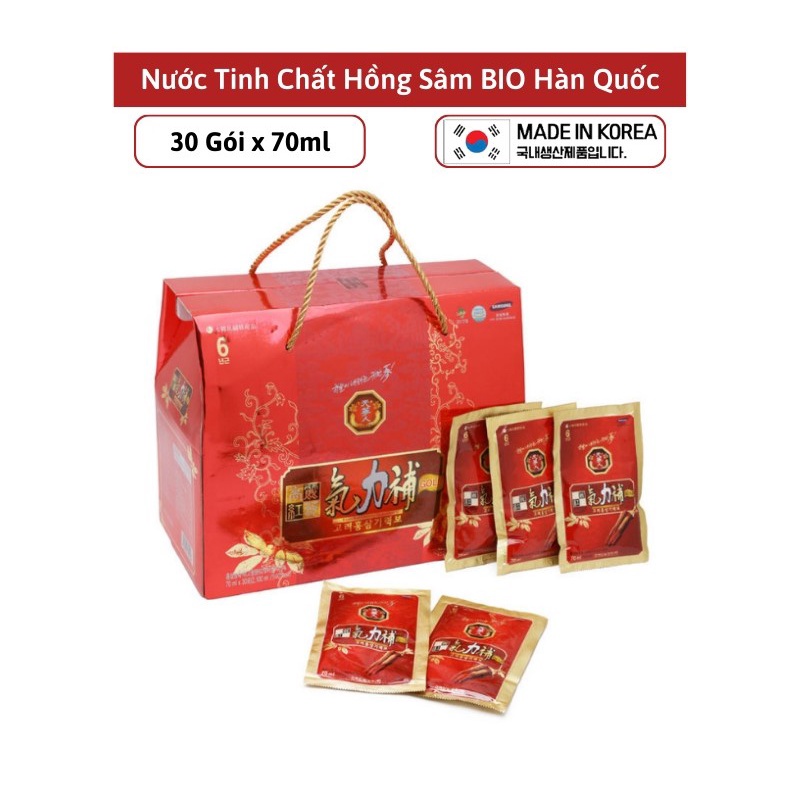 Nước Hồng Sâm 6 Năm Bio Cao Cấp Hàn Quốc Túi Xách 30 Gói X 70ml