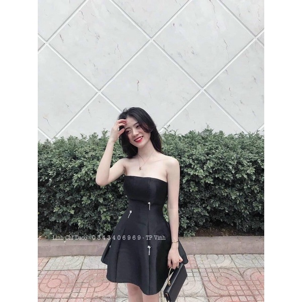 ĐẦM ĐEN ỐNG CÚP NGỰC ĐÍNH ĐÁ✨