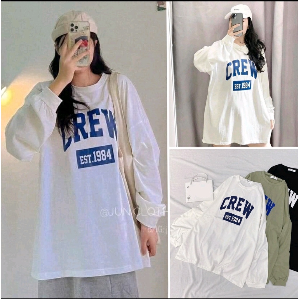 🍓Áo thun nữ dài tay Crew hot trend 🍒Áo thu đông ulzzang