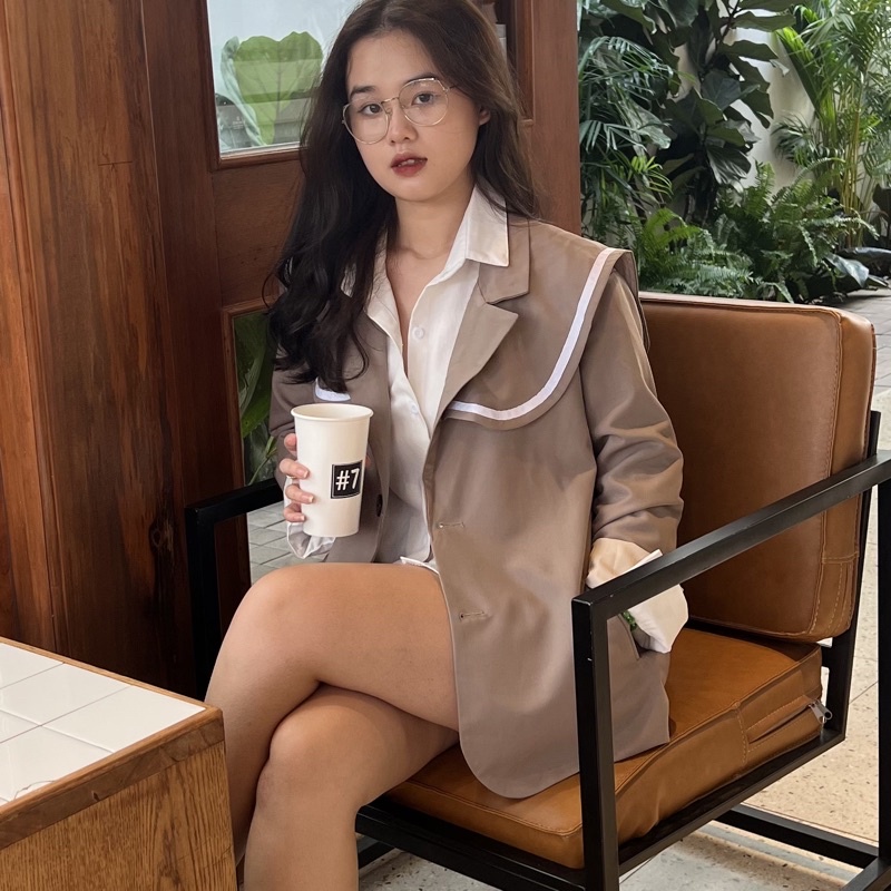 Áo blazer nữ 2 lớp cổ thủy thủ có mút độn vai phong cách Hàn Quốc hottrend hàng cao cấp  A23