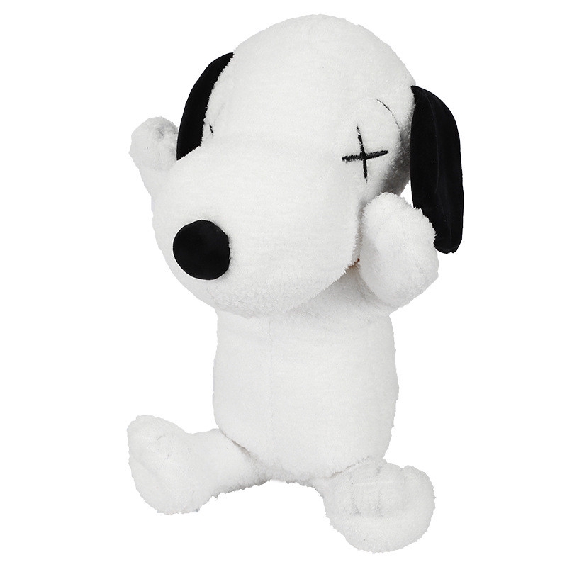 Gối Nhồi Bông Hình Hạt Đậu Màu Trắng In Hoạt Hình Kaws Snoopy Đáng Yêu