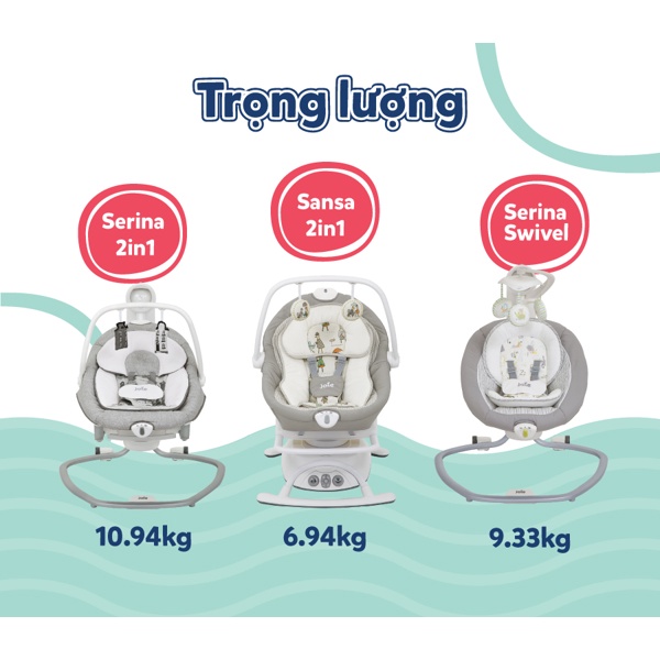 Ghế rung tự động/nôi đưa trẻ em cao cấp Joie Serina Swivel