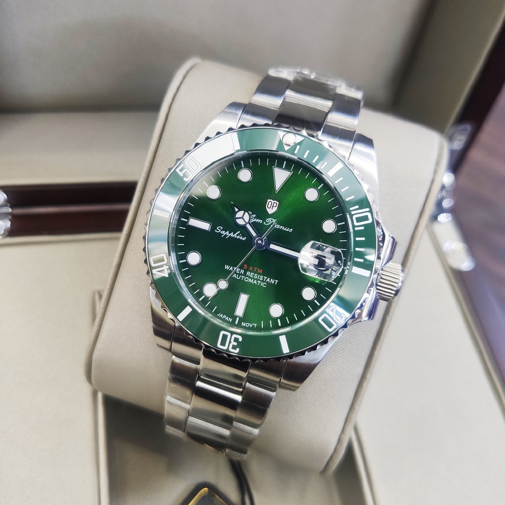 Đồng hồ nam Olym Pianus Submariner OP899832AGS-XL - Mặt xanh lá mạnh mẽ với kính sapphire
