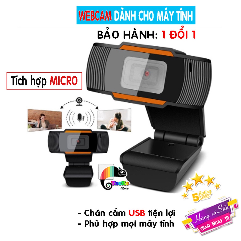 Webcam máy tính, Tích hợp Micro, Bảo hành 1 ĐỔI 1, HD 720P, Full HD 1080P Siêu nét I Webcam Laptop, Webcam PC