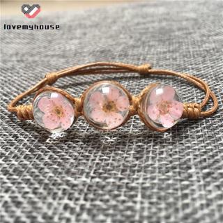 Vòng Tay Đính Hạt Thủy Tinh Chứa Hoa Khô