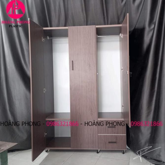 ( HÀNG CHÍNH HÃNG ) Tủ quần áo chuẩn nhựa đài loan 3 cánh vân gỗ ngang 1m22 cao 1m85 miễn phí giao hàng SÀI GÒN