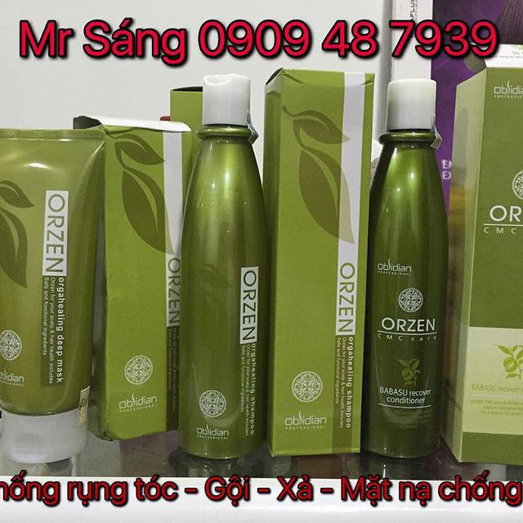 Bộ dầu gội - Mặt nạ chống rụng tóc Orzen Orgahealing Shampoo and Mask Obsidian 320ml