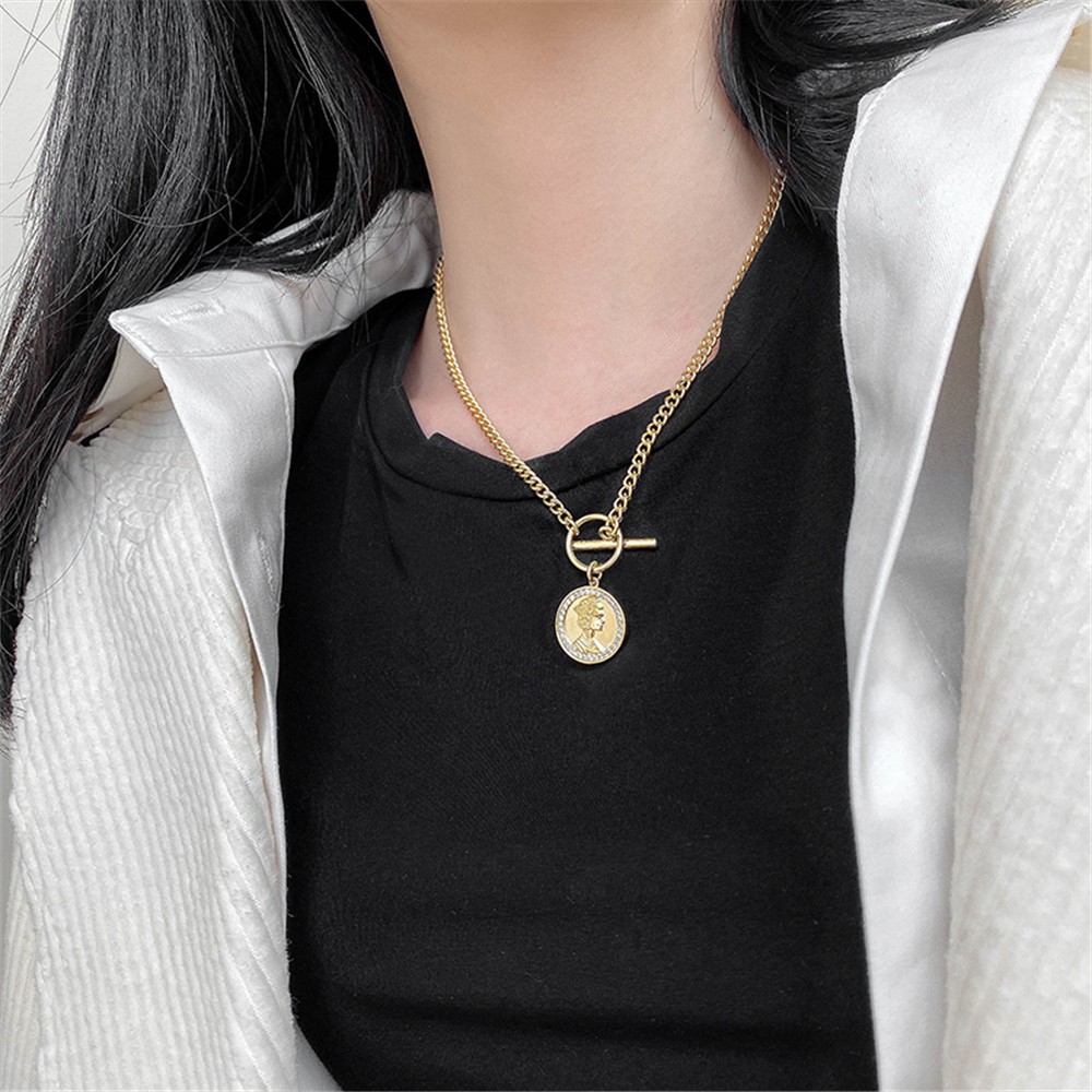 Dây chuyền mặt hình tròn mạ vàng thời trang nữ