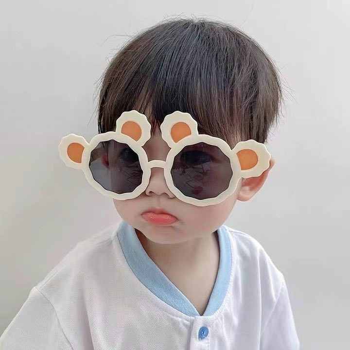Kính râm thời trang nam nữ cho bé 7 kính mắt tai gấu tròn đen cute - Bự Store
