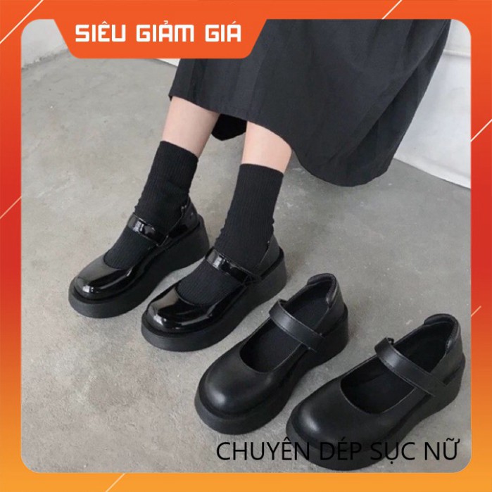 Giày Mary Janes đế bằng quai dán cao 5cm (ảnh thật shop chụp)