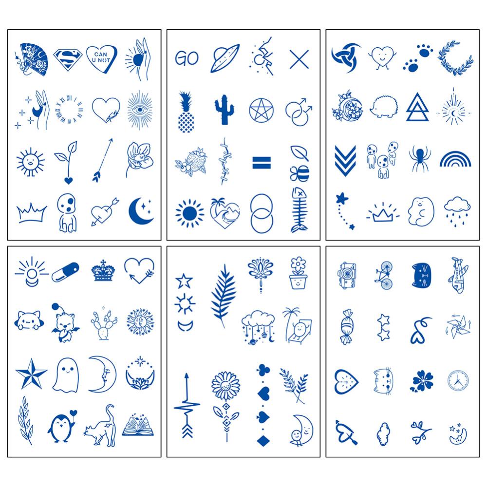 Set 6 Hình Xăm Dán Chống Nước Lâu Trôi Hình Thảo Dược Dễ Thương A3P1