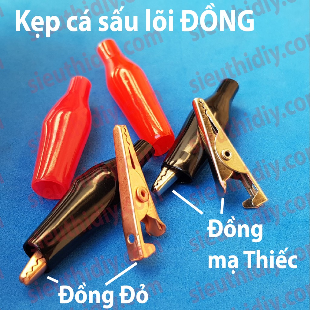 Kẹp cá sấu ĐỒNG ĐỎ, ĐỒNG mạ THIẾC,NIKEN(1 cặp đỏ đen)