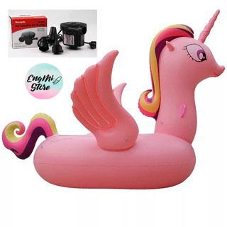 Phao Bơi Pony Hồng 275cm Khổng Lồ Người Lớn Kèm Bơm + Phao Mini