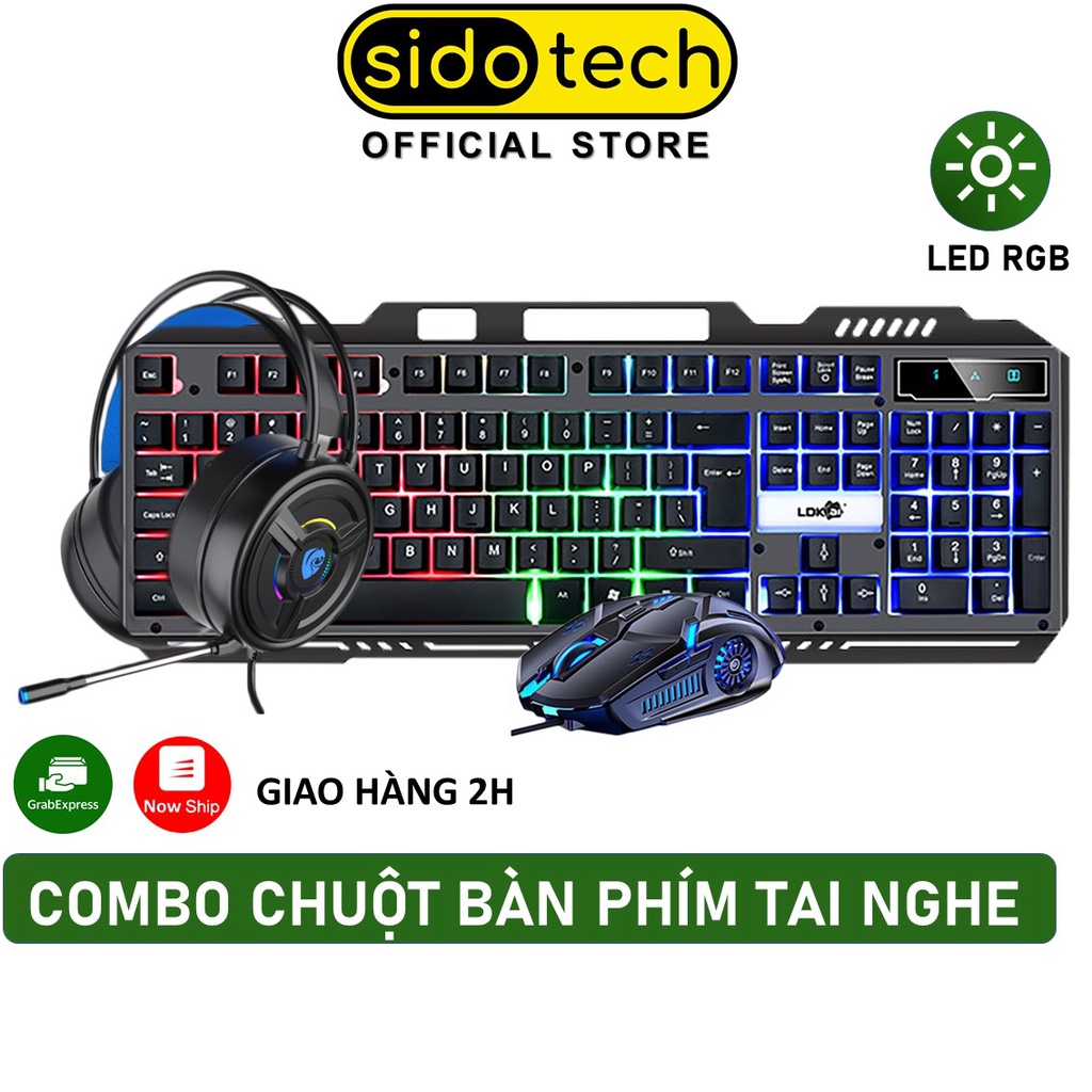 Combo bàn phím máy tính V4PRO | tai nghe chụp tai P200 | chuột gaming G5 SIDOTECH cho game thủ esport và văn phòng