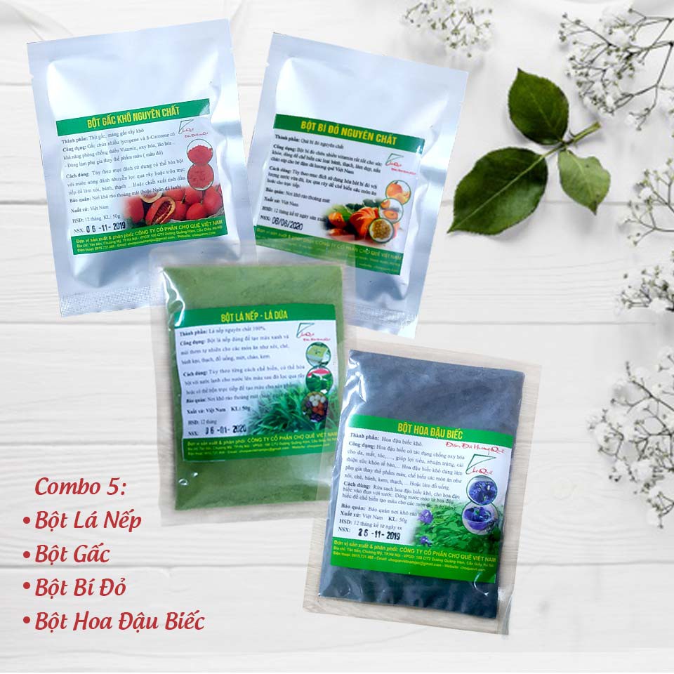 Combo 4 Gói Bột Tạo Màu Rau Củ Quả 50g Chợ Quê