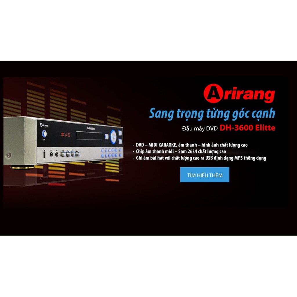 Đầu DVD Karaoke Arirang DH-3600 ELITE (kèm 2 Mic)