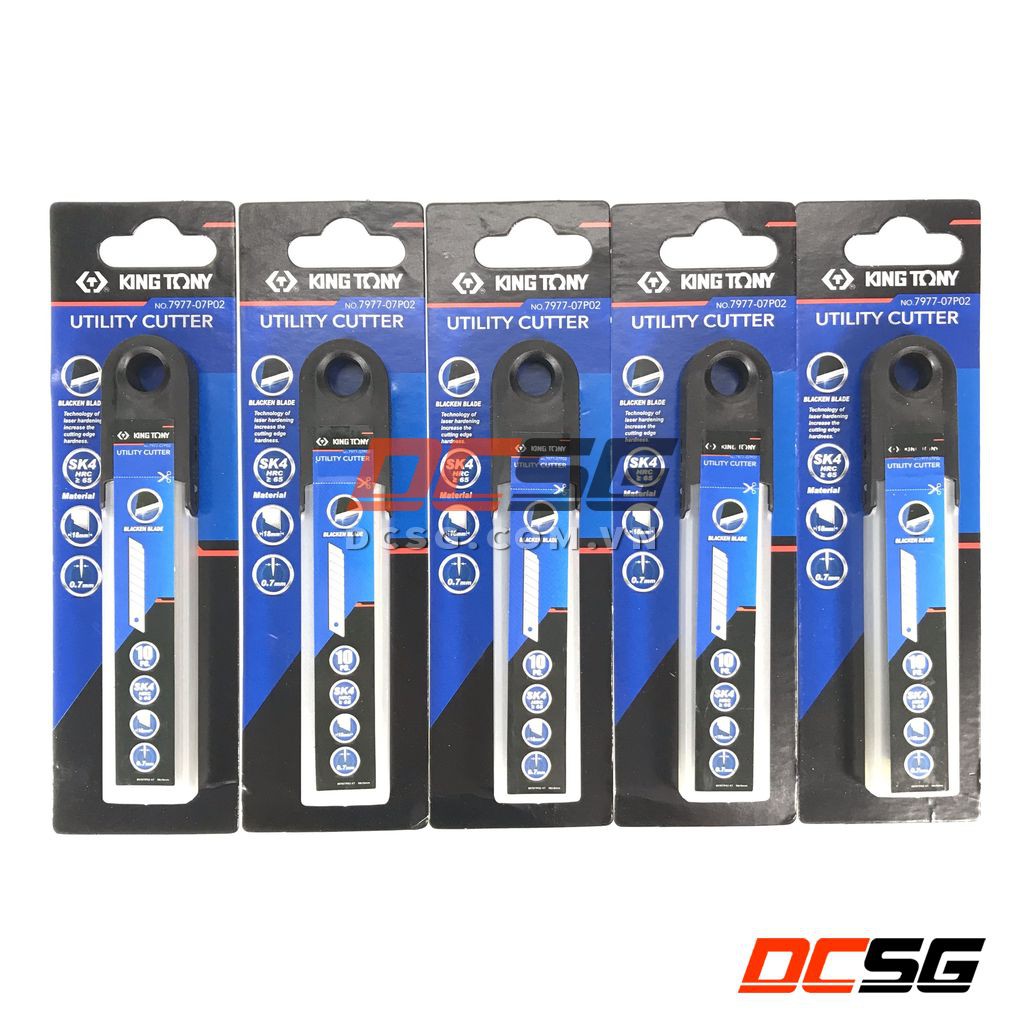 Lưỡi dao cắt 18mm cao cấp thép SK4 - 10 lưỡi KINGTONY 7977-07P02 | DCSG