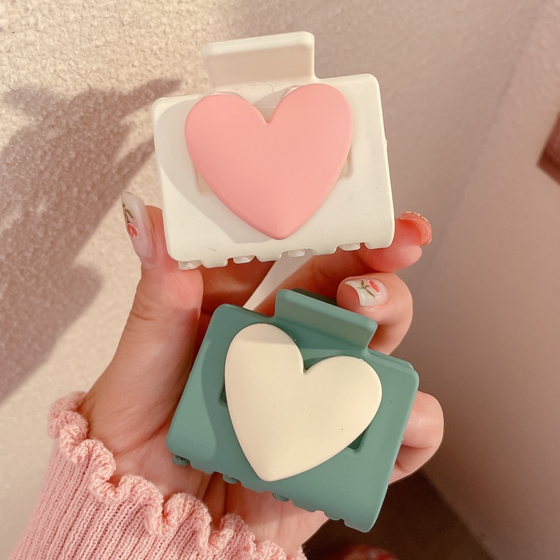 Kẹp Tóc Hình Vuông/Trái Tim Bằng Acrylic Đơn Giản Dành Cho Nữ