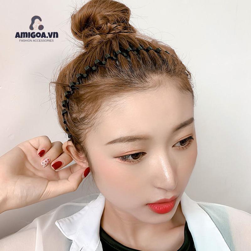 ✨✨Băng đô cài tóc bằng kim loại màu đen hình gợn sóng chống trượt cho cả nam và nữ