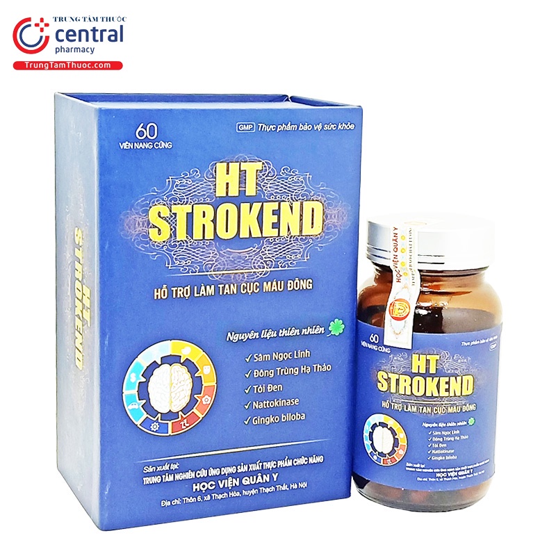 HT STROKEND (HỘP 60 VIÊN) Hỗ trợ làm tan cục máu đông, dành cho người bị đột quỵ, tai biến mạch máu não
