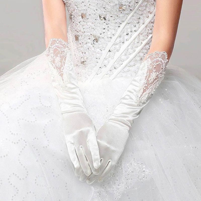 Ivy Bride Full Finger Long White Gloves Fashion Wedding Dress Accessories Lace Glove Party Cosplay Props