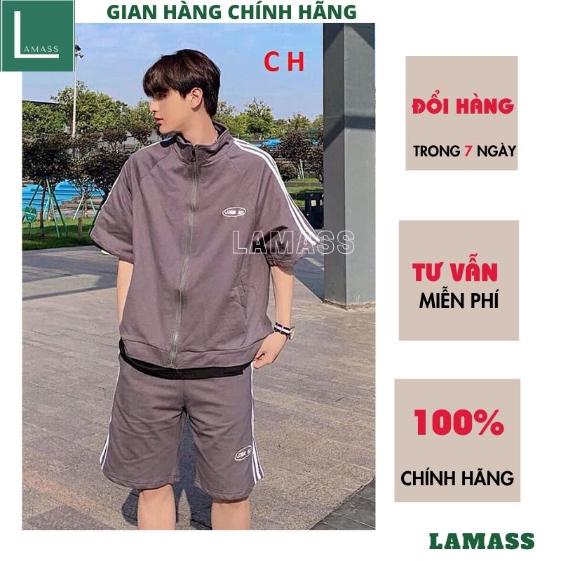 Bộ thể thao unisex hàn quốc có khóa kéo 2 mầu trắng xám ulzzang vintage -LAMASS