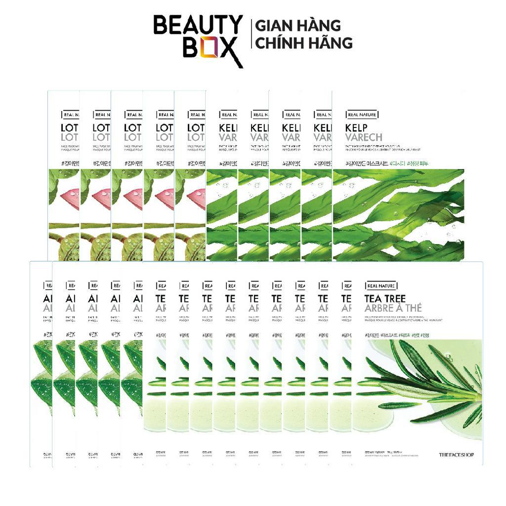 Combo 25 Mặt Nạ Sáng Da THE FACE SHOP Real Nature (tràm trà,hoa sen,rong biển,nha đam) 20g