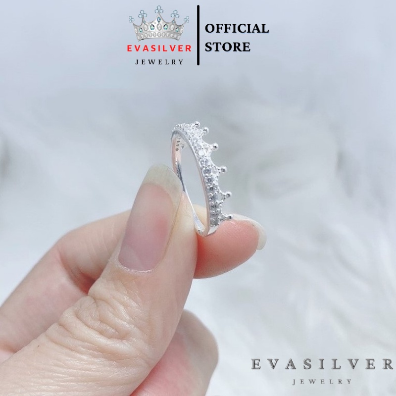 Nhẫn bạc nữ Evasilver, Nhẫn vương miện bạc ta nạm đá lấp lánh