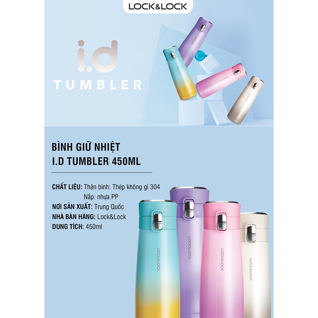 Bình giữ nhiệt Holiday Sunset I.d Tumbler 450ml Lock&Lock - LHC3245 (5 màu) | BigBuy360 - bigbuy360.vn