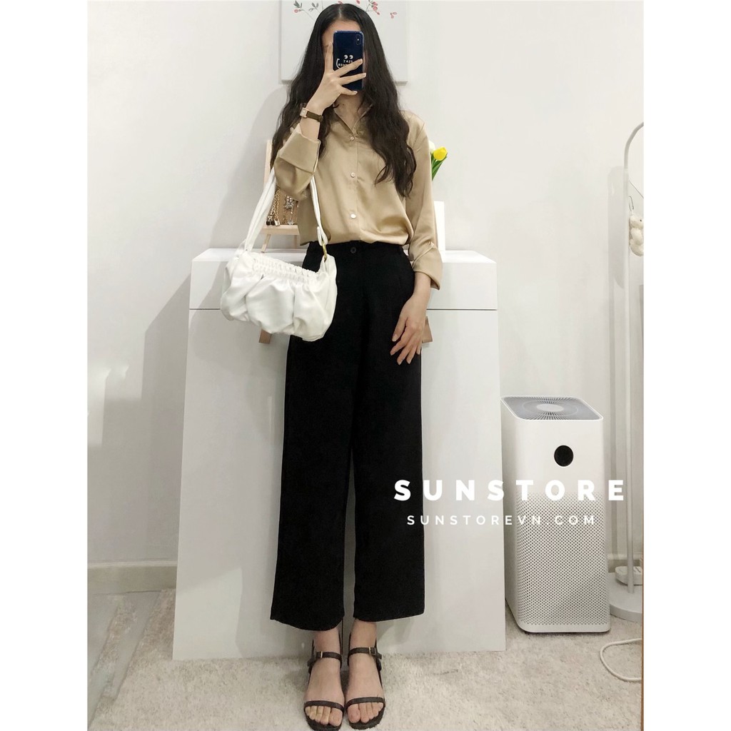 Quần culottes ống suông dáng lửng cạp cao nhiều màu | BigBuy360 - bigbuy360.vn