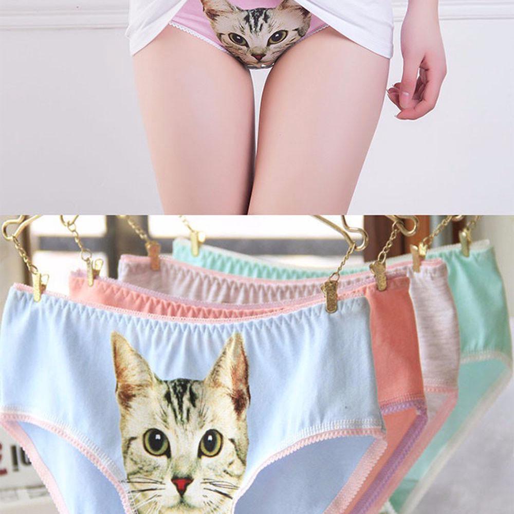 Quần lót cotton hình mèo 3D cho nữ
