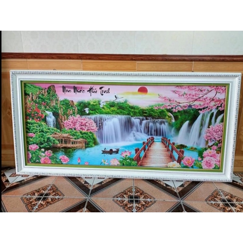 Tranh đính đá phong cảnh Non Nước Hữu Tình  - chưa đính đá