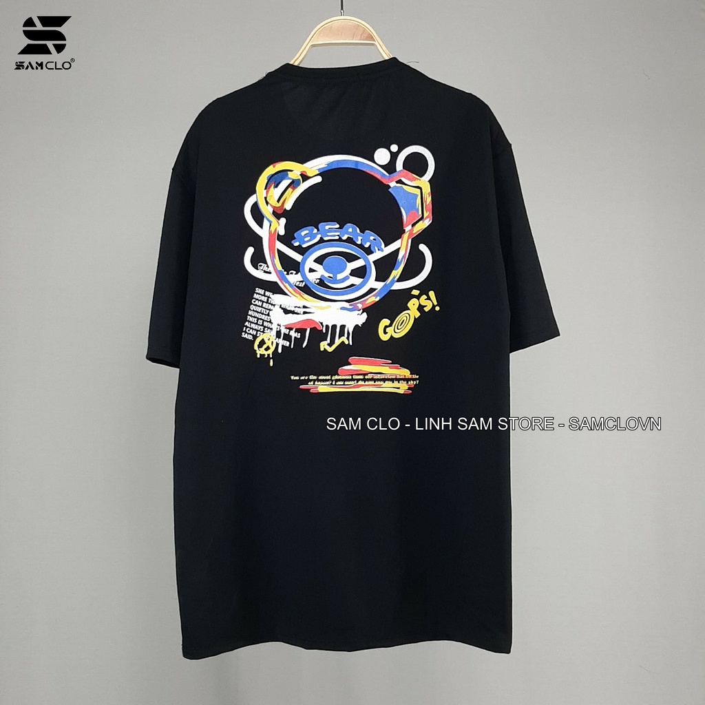 Áo thun tay lỡ nam nữ SAM CLO phông form rộng dáng Unisex - mặc cặp, nhóm, lớp in hình ĐẦU GẤU BEAR GOPS