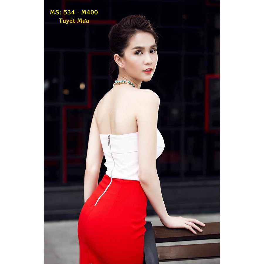 Đầm Ôm Body Ngọc Trinh Phối Màu Cúp Ngực