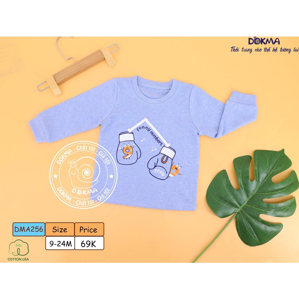 (6-24m) Áo dài tay cổ tròn vải cotton mỏng cho bé - DOKMA