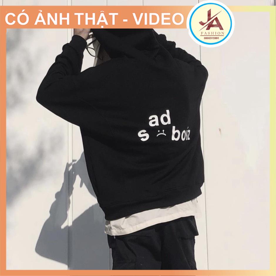 Áo Hoodie Sadboiz Signature chất nỉ bông dày , mũ 2 lớp  form rộng 40-80kg) JASHOP