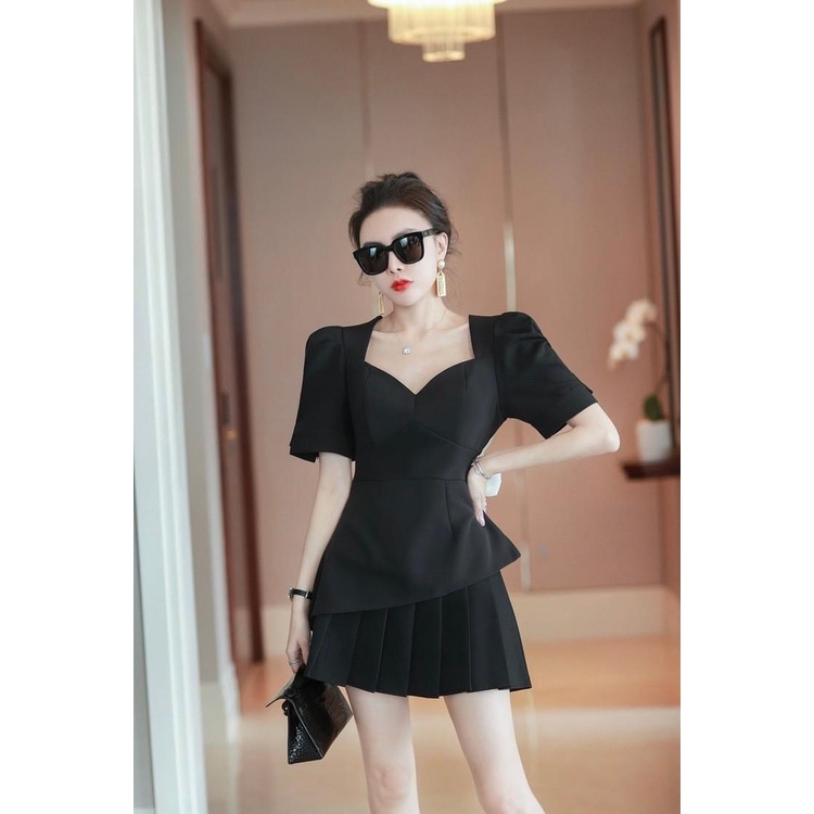 Áo kiểu Hh. Bigsize khoét lưng phối nơ chất cotton lụa