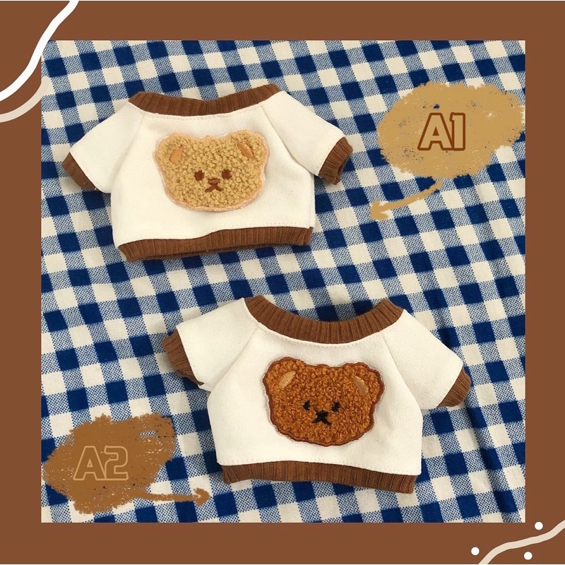 áo sweater gấu dành cho doll 20cm
