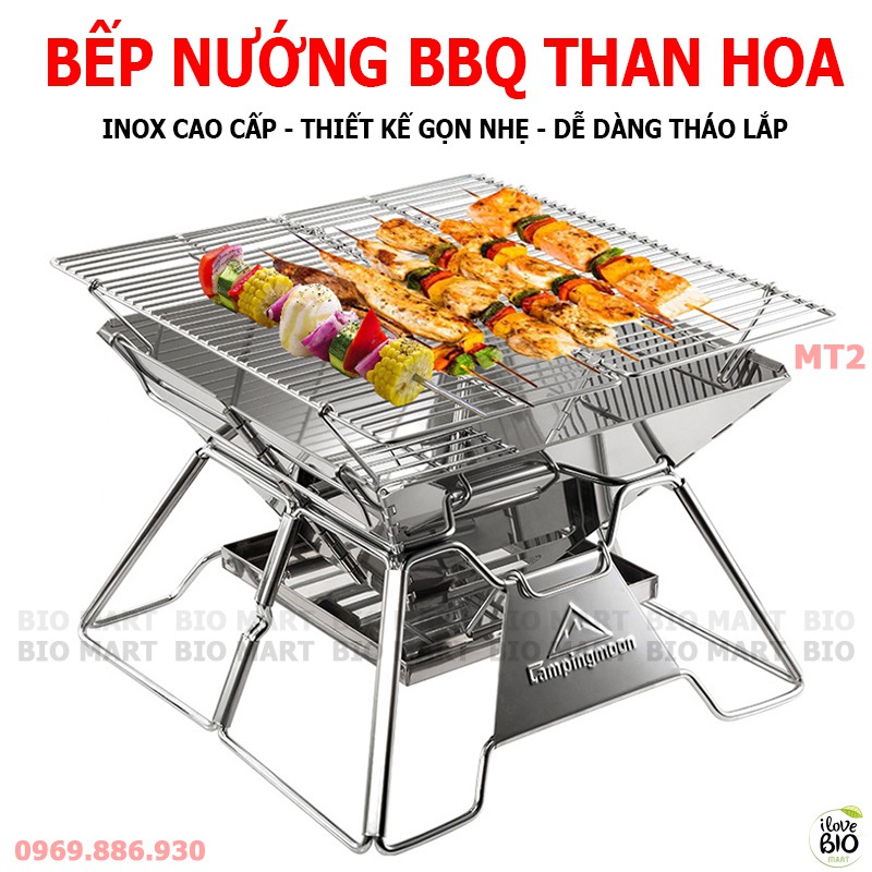 Bếp nướng than hoa không khói BBQ ngoài trời cao cấp MT2 – Bếp nướng gấp gọn du lịch, dã ngoại - BIO193