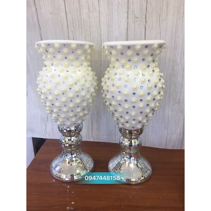 Bình hoa composite ly tuylip gắn đá S2 cao 40cm