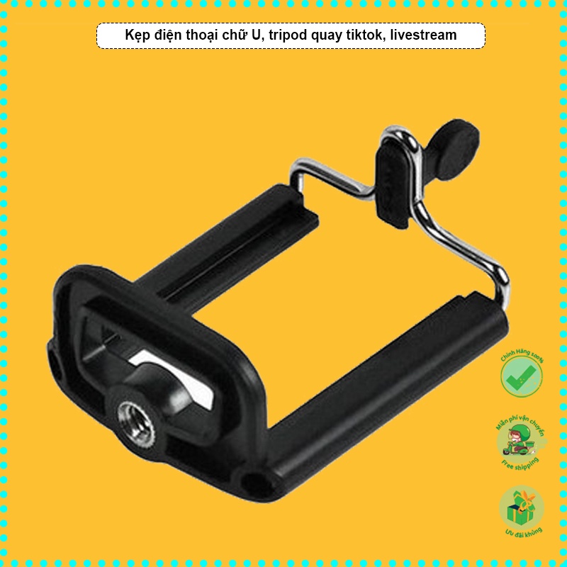 Kẹp điện thoại tripod livestream tiktok chụp ảnh hình chữ U gắn chân máy ảnh giá rẻ thanh lý.