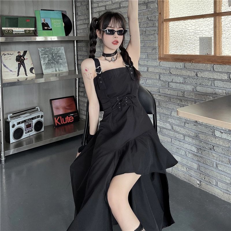 [Order] (F) Váy đầm đuôi cá Dark Gothic móc cài tim dáng dài loại đẹp màu đen