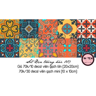 Set 20 viên decal gạch bông Blue size 20x20cm không cắt rời